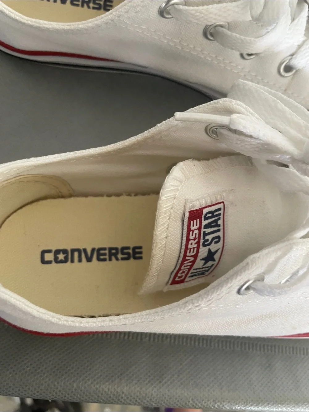 Converse Kids White Canvas Low-Top Sneakers with Red Accent